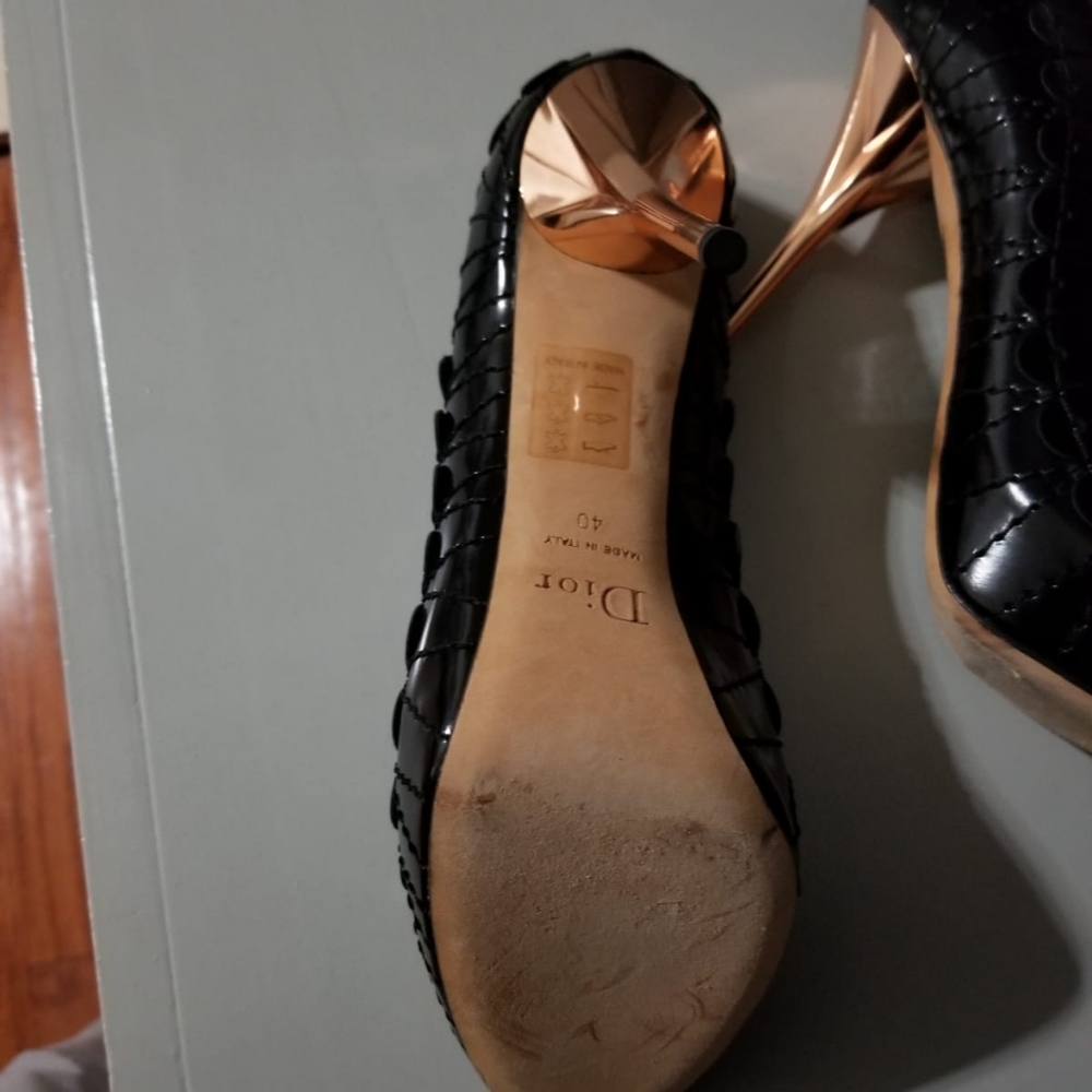 Dior Serpent Picasso Black Leather Hidden Platform Stiletto Heel Pumps size 40. - Picture 4 of 8